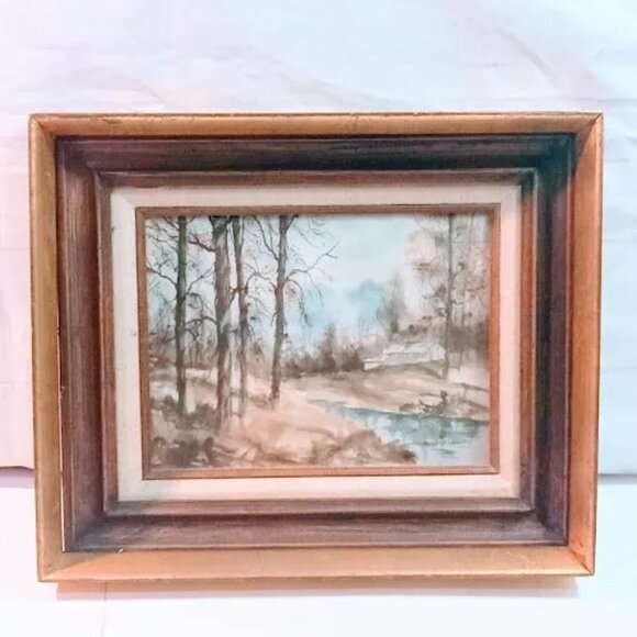 Hecho En Mexico Vintage Golden tone Wooden Picture Frame with signed Print - Picture 14 of 14